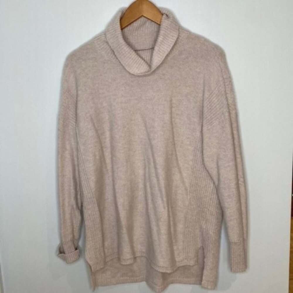 Hyba Women Light Pink Long Sleeve Turtleneck Knit Tunic Sweater Size Large